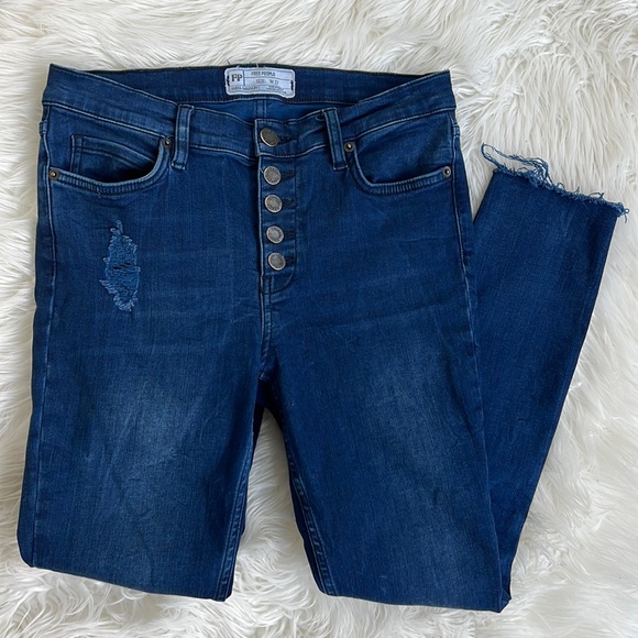 Free People Button Fly Skinny Jeans Size 27